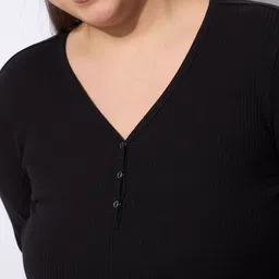 SASSAFRAS Curve Plus Size Rib Three-Quarter Sleeves Top With Trouser image 5