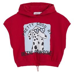 Hopscotch Girls red Cotton Cropped Hooded Sweatshirt-picture-47