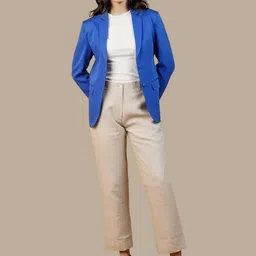 Talethread Notched Lapel Collar Single-Breasted Casual Blazer-picture-34