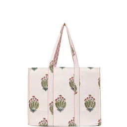 Block N Style Floral Printed Shopper Tote Bag with Quilted-image-88