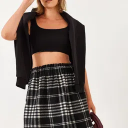 BIANCO LUCCI Checked A-Line Mini Skirt-85