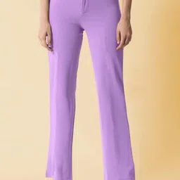 Fashion Bazaar Women Relaxed Straight Leg Wrinkle Free Pleated Trousers-image-34