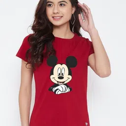HESHA Mickey Mouse Printed Round Neck Pure Cotton T-Shirt-image-69