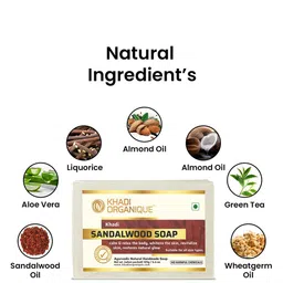 Khadi Organique Set of 4 Sandalwood Handmade Soap with Essential Oils 125 g (Each) image 3