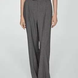 MANGO Women Pinstripe Pleated Formal Trousers-picture-20
