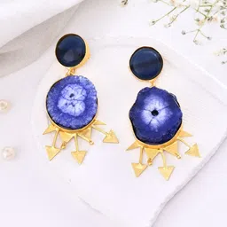 DASTOOR Gold Plated Artificial Stones Studded Contemporary Drop Earrings-83