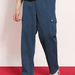 Urbano Fashion Men's Denim Blue Loose Baggy Fit Cargo Jogger-image-25