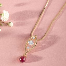 Mia by Tanishq 14KT Yellow Gold Plated AD Stone Studded & Beaded Pendant Chain-image-81