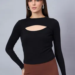 98 Degree North Women Cotton Solid Long Sleeves Top-image-48