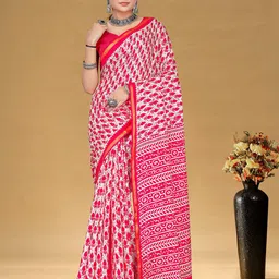 KALINI Floral Bagru Printed Pure Cotton Saree-picture-46