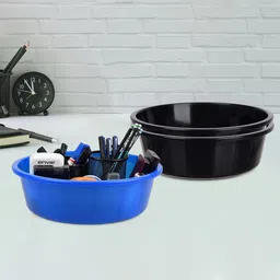 Kuber Industries Black & Blue 3 Pieces Regular Desk Organisers-24