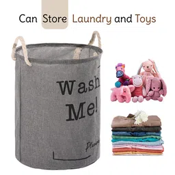 Kuber Industries Grey & BlackPrinted Foldable Cloth Basket With Handle image 3