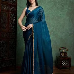VRAGI Beads and Stones Pure Chiffon Saree-picture-57