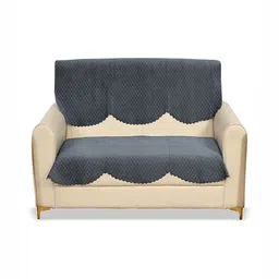 Fashion Throw Grey Checked Velvet 2 Piece Sofa Cover-image-62