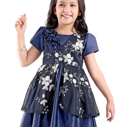 Mark and Mia Girls Floral Embellished Round Neck Fit and Flare Dress-image-49