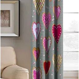 Aura Grey & Red Heart Cake Printed Light Blocking Door Curtain-30