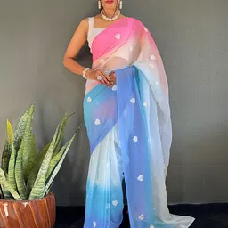 DIVASTRI Embellished Poly Georgette Saree-image-96