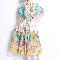 JC Collection Floral Print Flared Sleeve Maxi Midi Dress-picture-36