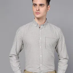 DON VINO Men Button-Down Collar Micro Checked Cotton Linen Slim Fit Formal Shirt-image-80