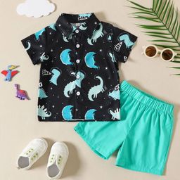 LULU & SKY Boys Printed Short Sleeves Shirt With Shorts-image-43