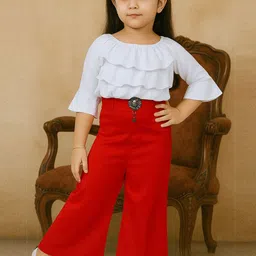 GREEN DRAGONFLY Girls Round Neck Top With Palazzos-picture-36