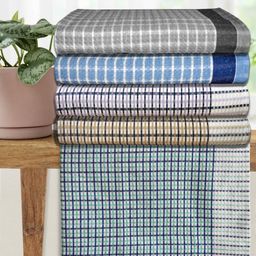 Athom Living White & Blue 5 Pieces Printed Cotton 210 GSM Bath Towel-image-98