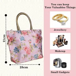 Kuber Industries Set Of 6 Floral Printed Structured Handheld Bag image 4