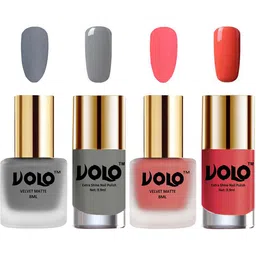 VOLO Set Of 4 Velvet Matte & Extra Shine Nail Polish - 8 ml Each & 9ml Each-20-41-41-49 image 1