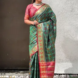 all about you Woven Design Zari Pure Silk Patola Saree-image-68