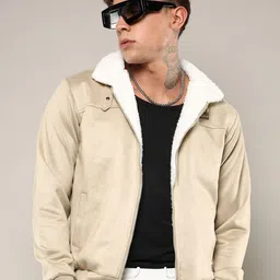 Campus Sutra Men Suede Lightweight Bomber Jacket-picture-47