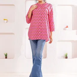 VASVI Women Floral Printed Mandarin Collar Top-picture-1