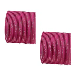 ZULKA Set of 48 Metal with Glitter Polka Dots & Cutting Design Stylish Bangles-5