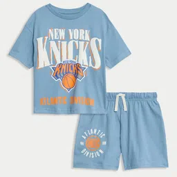Marks & Spencer Boys Typography Printed Pure Cotton T-shirt & Shorts-picture-21