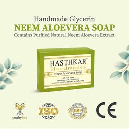 Hasthkar Set of 4 Neem Aloe Vera Handmade Soaps for All Skin Types - 125 g Each image 5