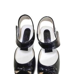 NEW LATEST Black Leather Shoe-Style Velcro Strappy Sandals-image-69