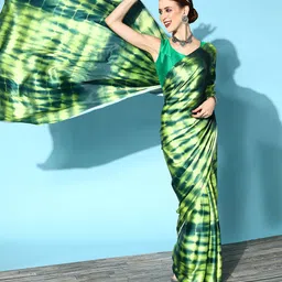 DIVASTRI Tie and Dye Satin Saree-image-3