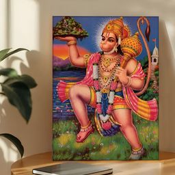 Art Street Navy Blue & Red 1 Piece Canvas Religious Wall Paintings-17