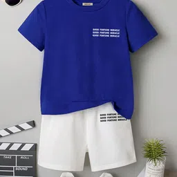 INCLUD Boys Typography Printed Round Neck T-Shirt With Shorts-image-10