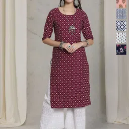 7Threads Women Pack Of 6 Floral Printed Daily Straight Kurtas-image-87