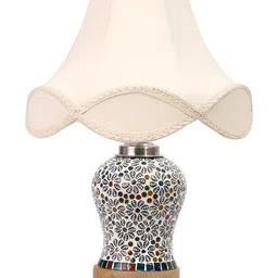 Aura Off White Glass Traditional Abstract Shaped Table Lamp-image-49