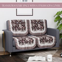 Kuber Industries Brown & White 6 Pieces Printed 2-Seater Sofa Covers With Arms-image-93