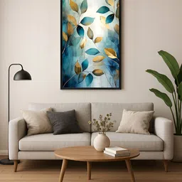 999Store Blue & Yellow Canvas Floral and Botanical Wall Paintings-image-45
