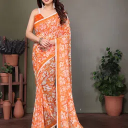 Nirmohi Fashion Floral Printed Pure Georgette Saree-image-46