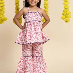 Cutiekins Girls Printed Regular Gotta Patti Kurta with Sharara-picture-47