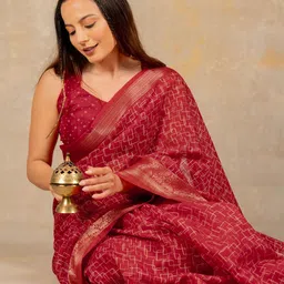 KALINI Geometric Printed Zari Saree-picture-58