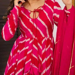 HERE&NOW Women Printed Regular Thread Work Kurta with Trousers & With Dupatta image 4