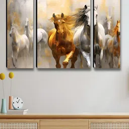 Myntra Elegant Homes White & Gold-Toned 3 Pieces Runing Horses Birds And Animals Wall Arts-image-75