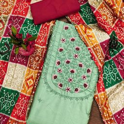 SAINOOR Floral Embroidered Cotton Unstitched Dress Material-picture-31