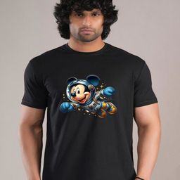 HESHA Men Mickey Mouse Graphic Printed Round Neck Cotton Relaxed Fit T-shirt-image-77
