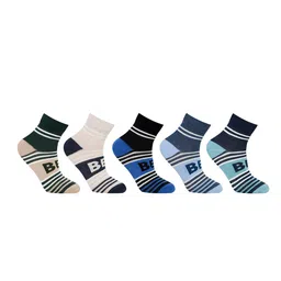 Bonjour Boys Pack Of 5 Striped Cotton Ankle-Length Socks-58